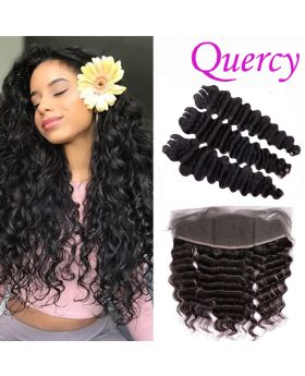 10A 3 bundles with lace frontal 13*4inch deep wave