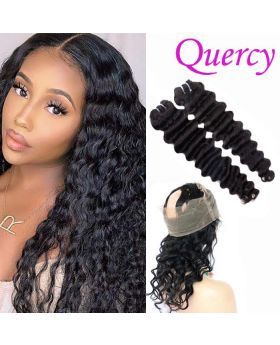 9A 2 bundles with 360 lace frontal deep wave