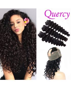 9A 3 bundles with 360 lace frontal deep wave