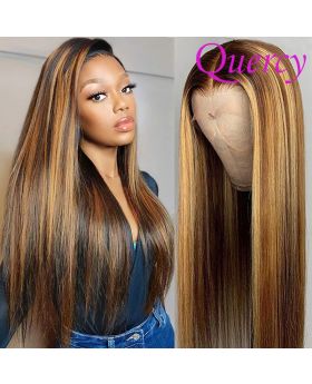 Highlight #4/27 Transparent lace 13*6 lace front wig 180% Straight